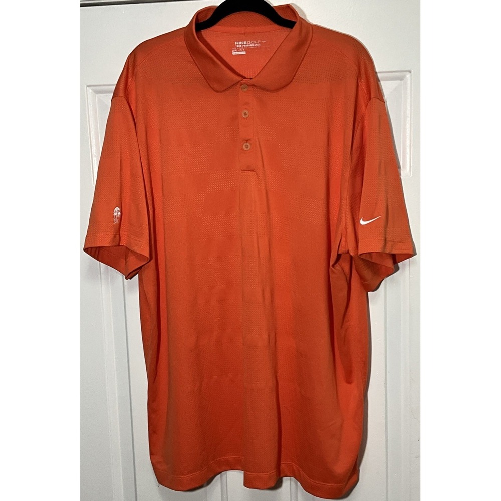 Nike Golf Tour Performance Dri-Fit Men's Polo Orange With Tree Logo Size XXL